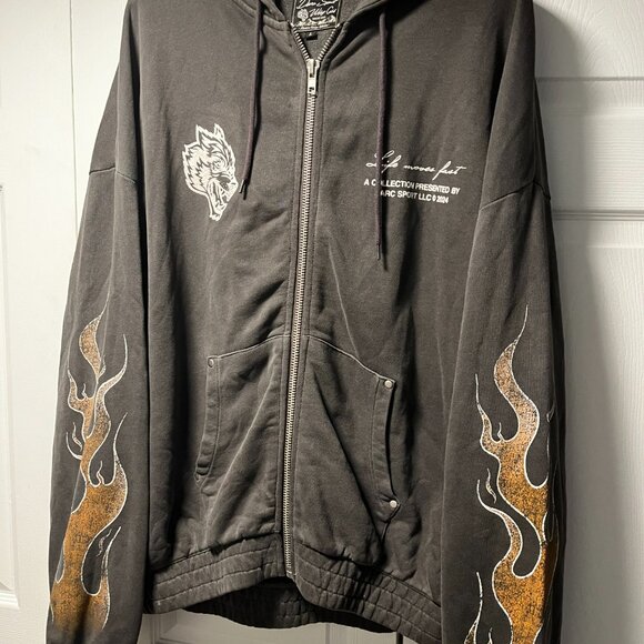 DARC SPORT "Wolves Forever" Zipper Gray Heavyweight Zipper Hoodie - Picture 6 of 7